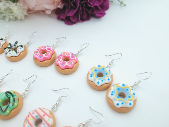 Donut Ohrringe bunte Glasur